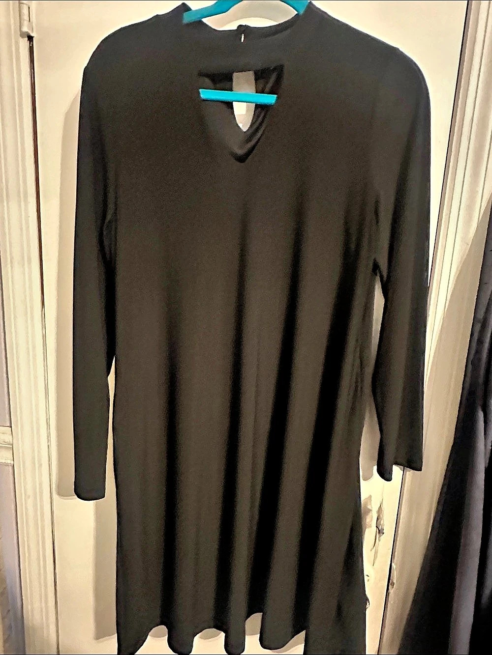 Studio One New York Long Sleeve Keyhole Shift Dress Black Size 12 NWT
